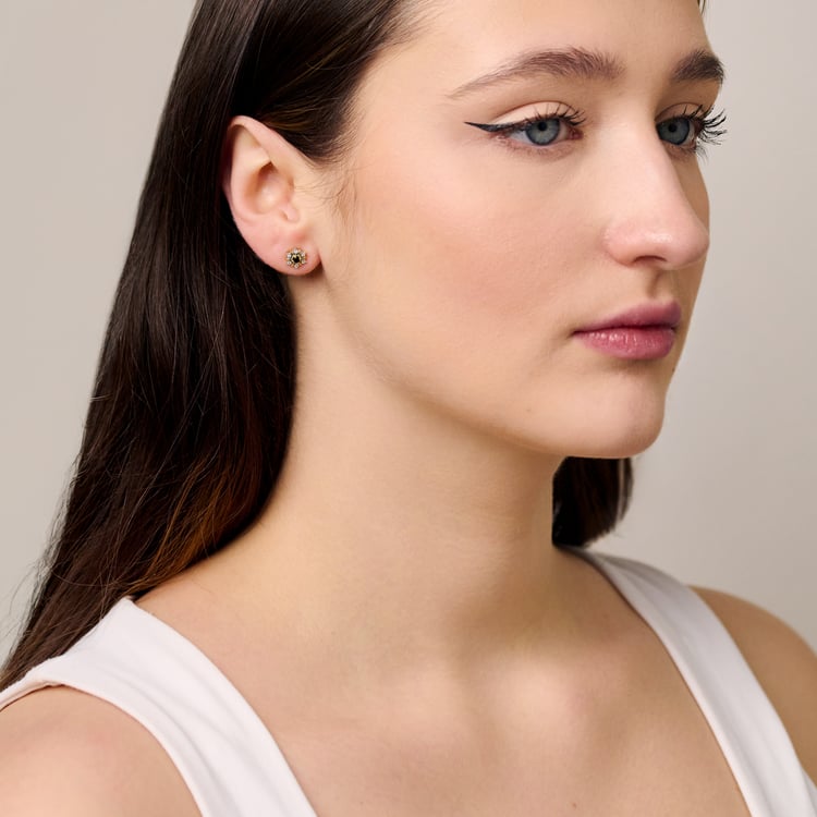 Elegante Ohrringe in Blütenform mit Saphiren und Naturdiamanten Ismat 165450