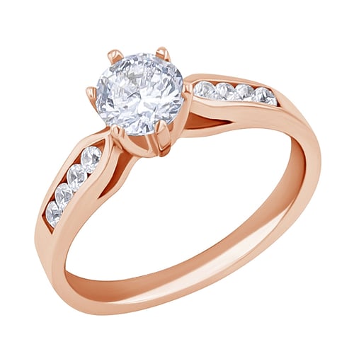Verlobungsring mit Moissanit und Diamanten Mita