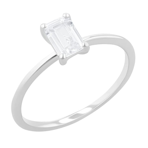 Verlobungsring mit einem Diamanten im Emeraldschliff Olson