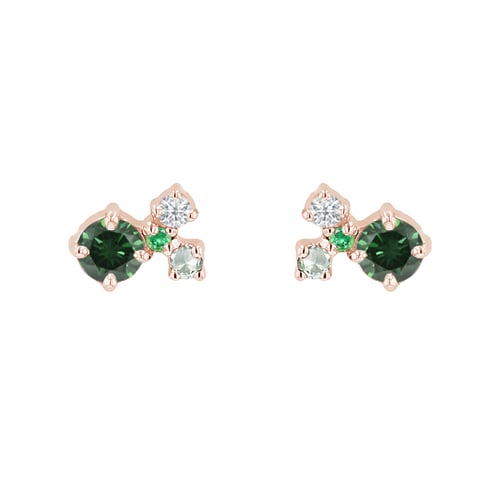 Cluster-Ohrringe mit grünen Diamanten, Saphiren, Tsavorit-Granaten und Moissaniten Kerrie