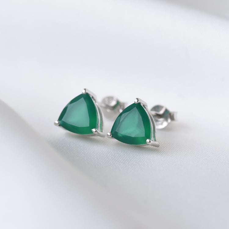 Zarte Ohrringe aus Silber mit grünen Onyxen Nellie 78673