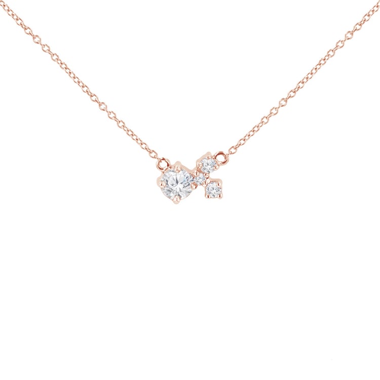 Silberne Cluster Kette mit Moissanit und Lab Grown Diamanten Millie 125317