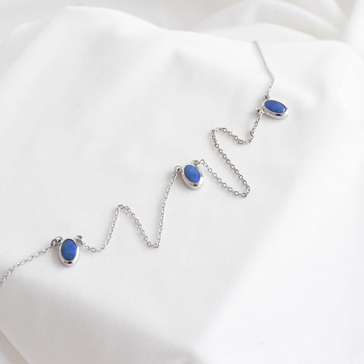 Goldene Kette mit drei blauen Opalen Juuso 90259