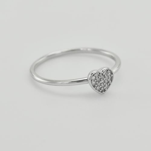 Silberner Ring mit einem Herzen voller Lab Grown Diamanten Ubline
