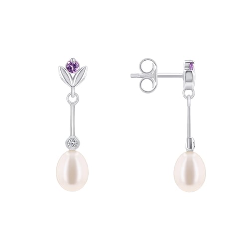 Perlenohrringe mit Saphiren und Diamanten Madhula