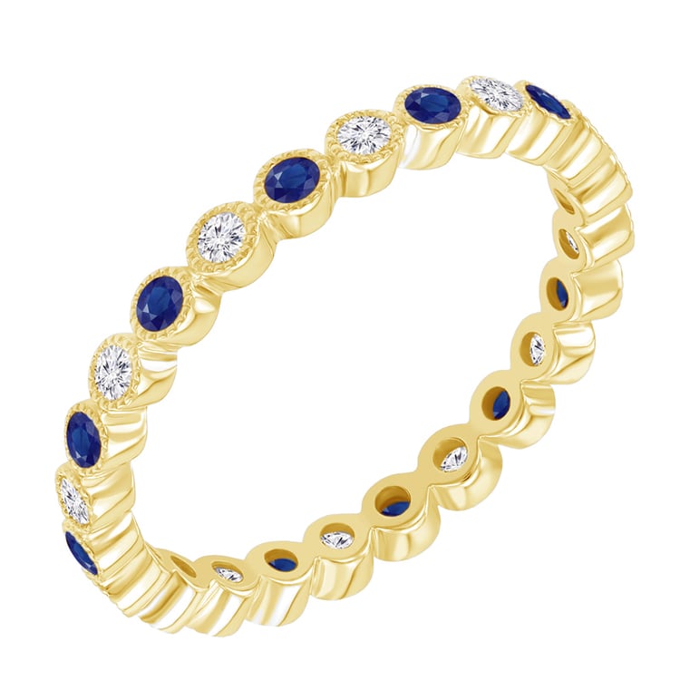 Goldener Memoryring mit Diamanten und blauen Saphiren Catalin 48371