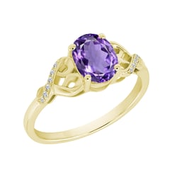 Goldener Amethystring mit Diamanten Alanyse