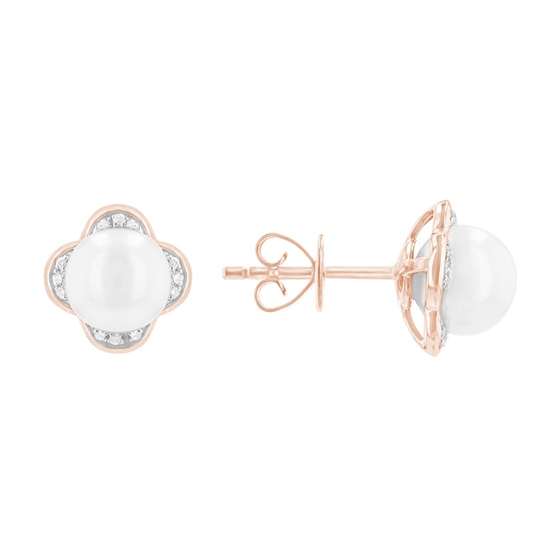 Perlenohrringe in Blumenform mit Diamanten Florin 100313