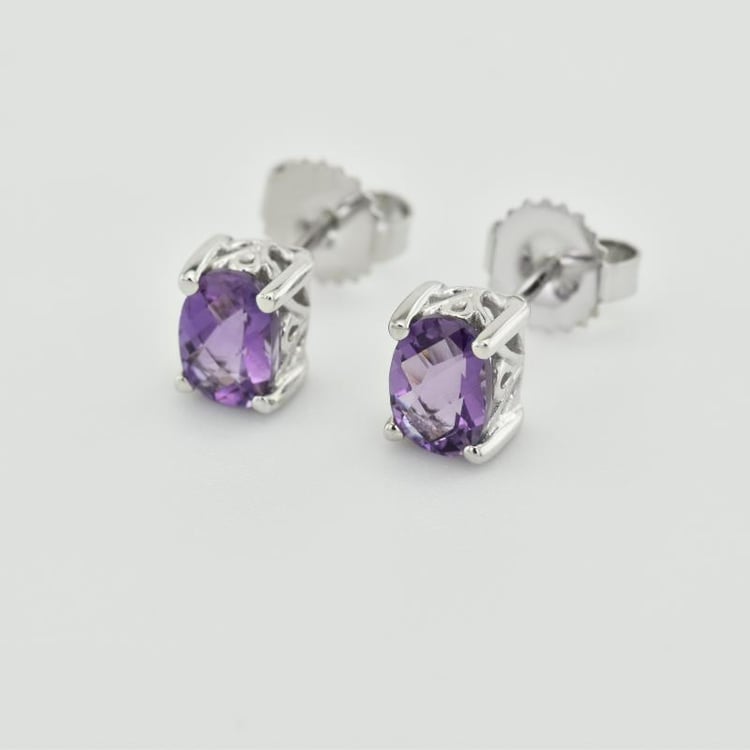 Silberne Ohrringe mit ovalen Amethysten Jula 21190