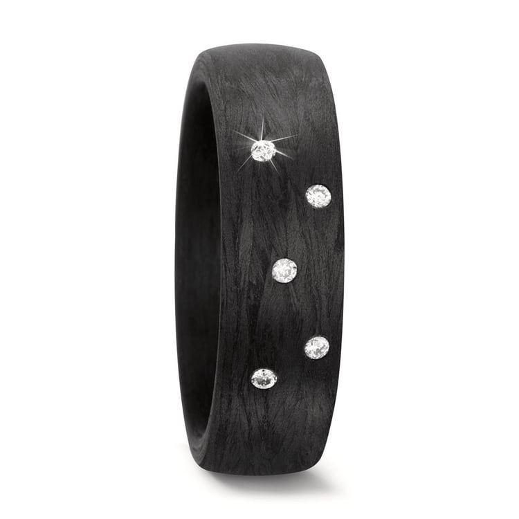 Flache Eheringe aus Carbon mit Diamant Lola 166494