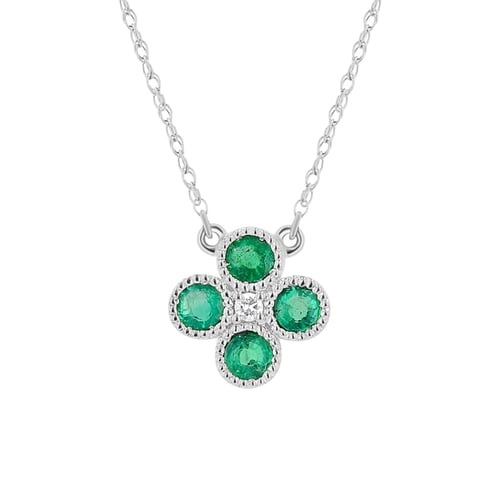 Smaragd-Halskette mit Diamant Emely