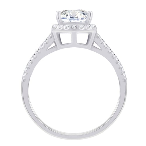 Verlobungsring im Halostil mit Tropfendiamant Perlote