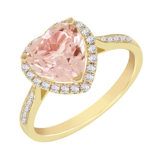 Goldring mit herzförmigem Morganit und Diamanten Rena