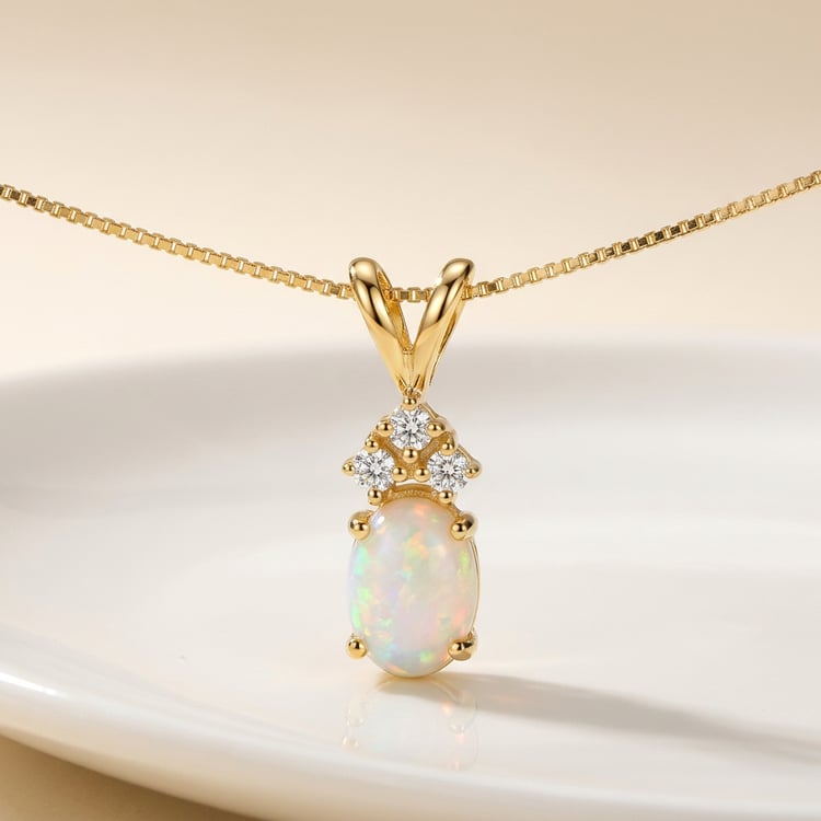 Goldener Anhänger mit weißem Opal Tamatha 170891