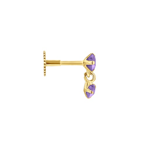 Goldener Piercingstecker mit Amethysten Dyre