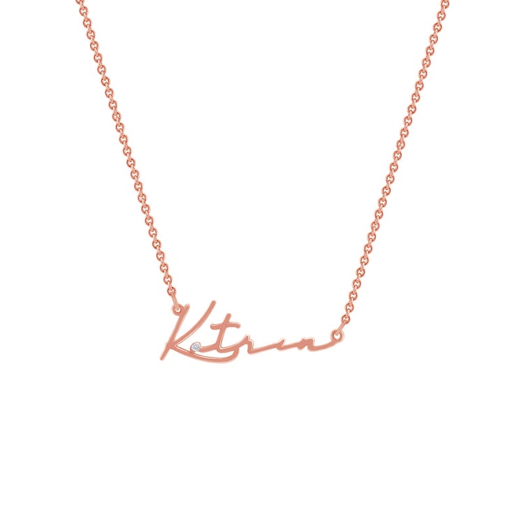 Goldene Namenskette mit Gravur Ihrer Wahl und Diamant Dovev 69850