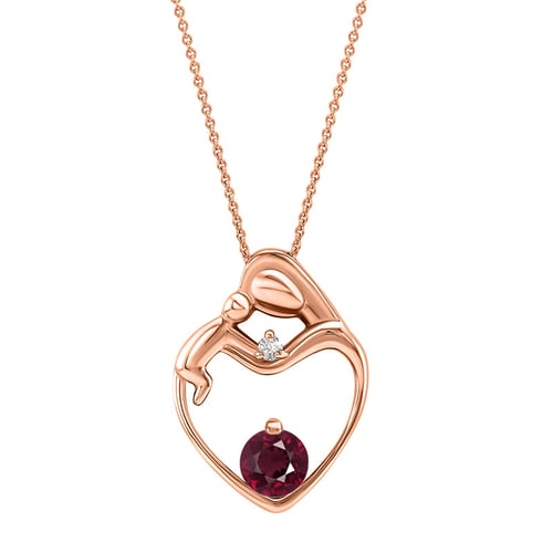 Anhänger Mutter und Kind mit Granat und Diamant Ella