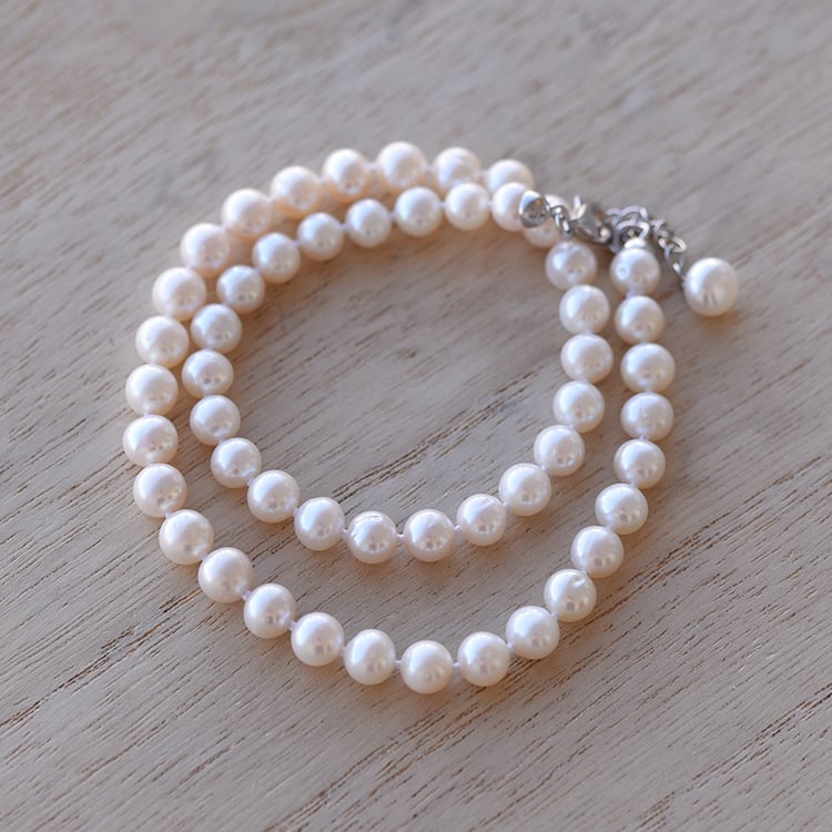 Elegante Perlenhalskette in Silber Ermine 61935