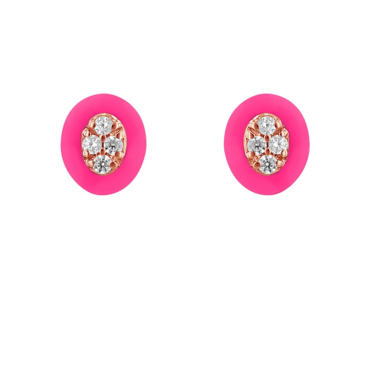 Ovale Ohrstecker aus Keramik mit Lab Grown Diamanten Ethel