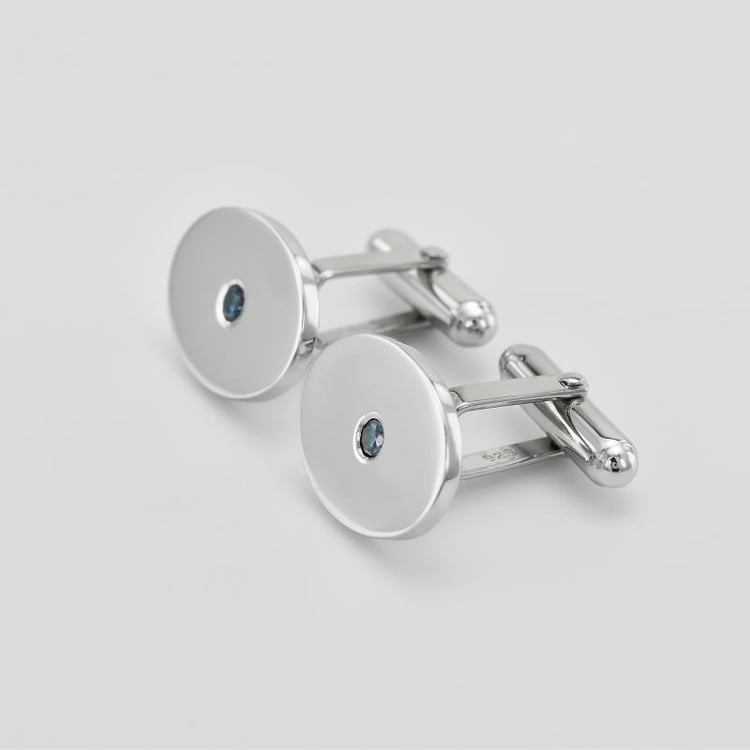 Manschettenknöpfe aus Silber mit blauen Diamanten Obert 19212