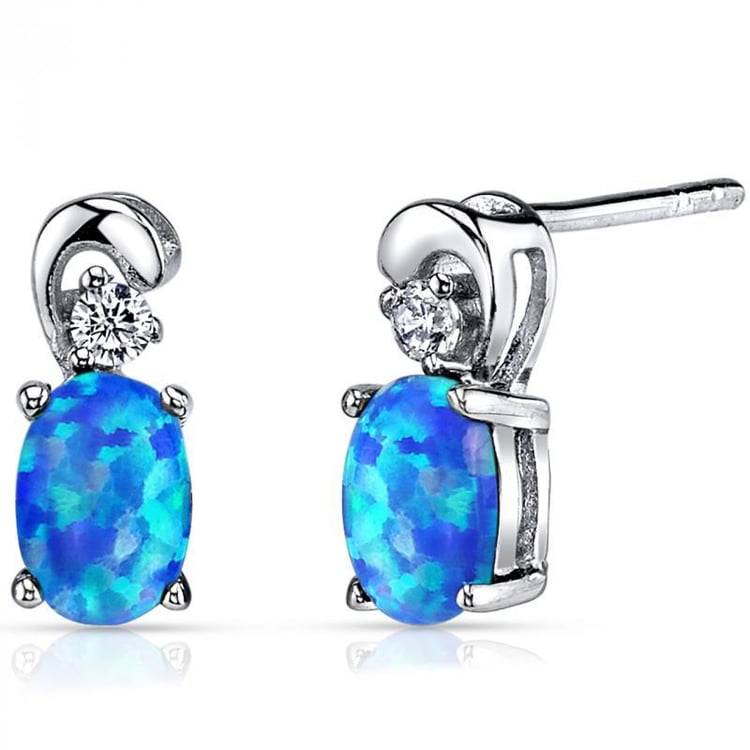 Blaue Opale als Silberohrringe Hale