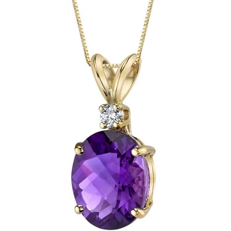 Amethyst und Diamant Anhänger in Gelbgold 8220