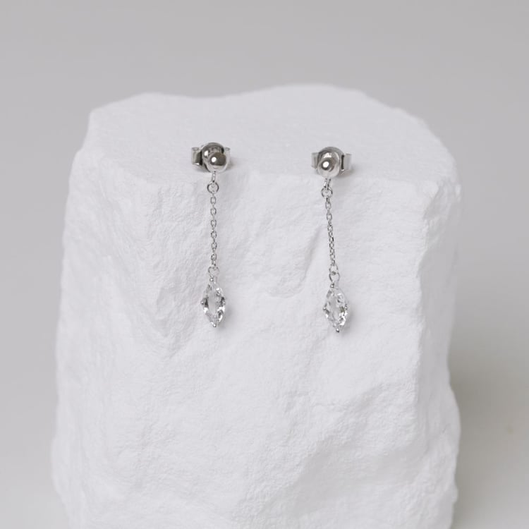 Goldene Hängeohrringe mit weißem Topas Maritza 164054