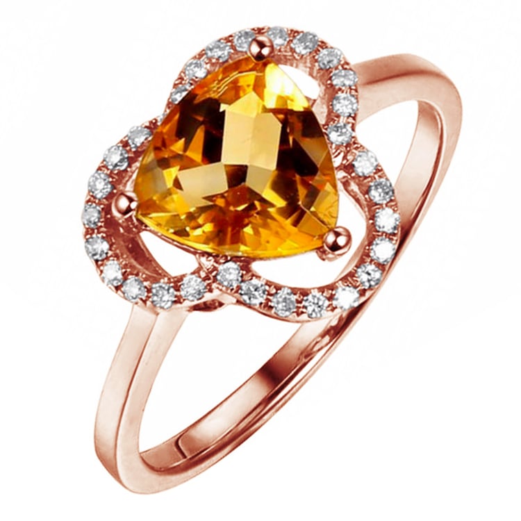 Rosegold Ring mit Citrin und Diamanten 80867