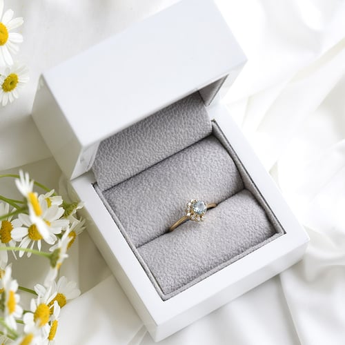 Goldener Ring mit Aquamarin und Diamanten Ammiel