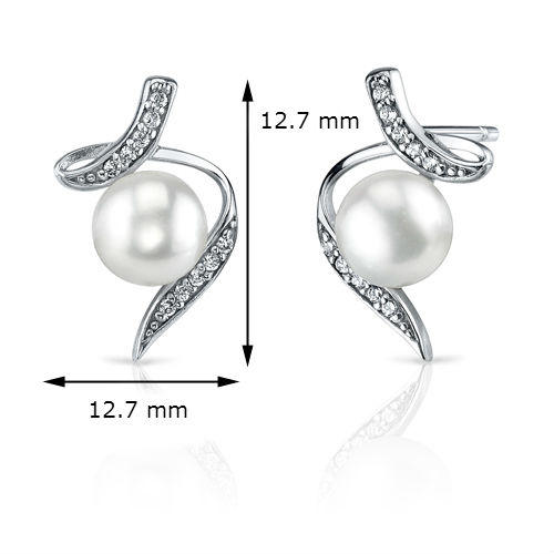 Moderne Perlohrringe aus Silber mit Zirkonia Durga