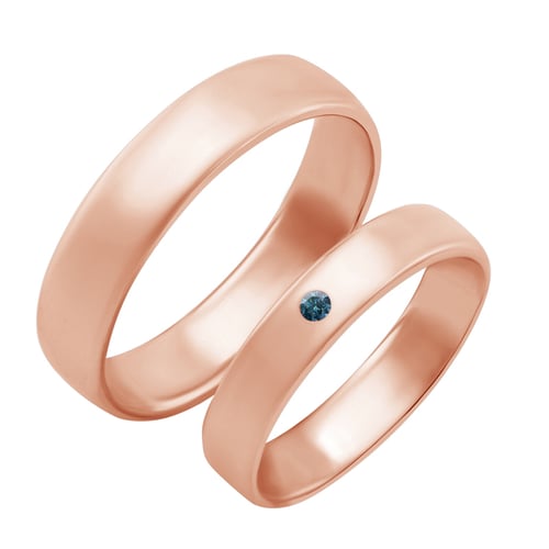 Klassische Trauringe aus Gold mit blauem Diamant Zavala