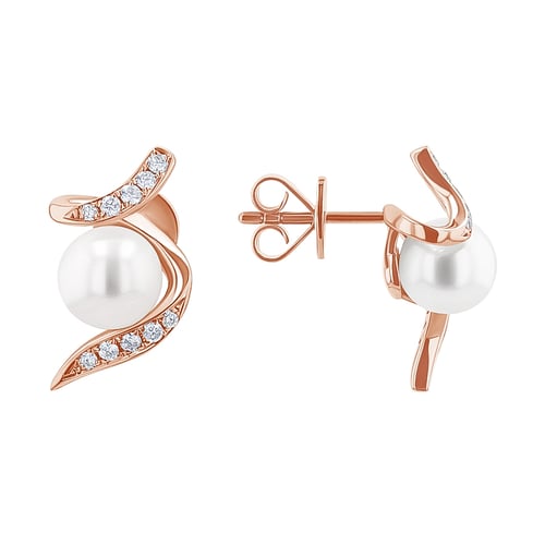 Ohrstecker mit Perle und Diamanten Durga