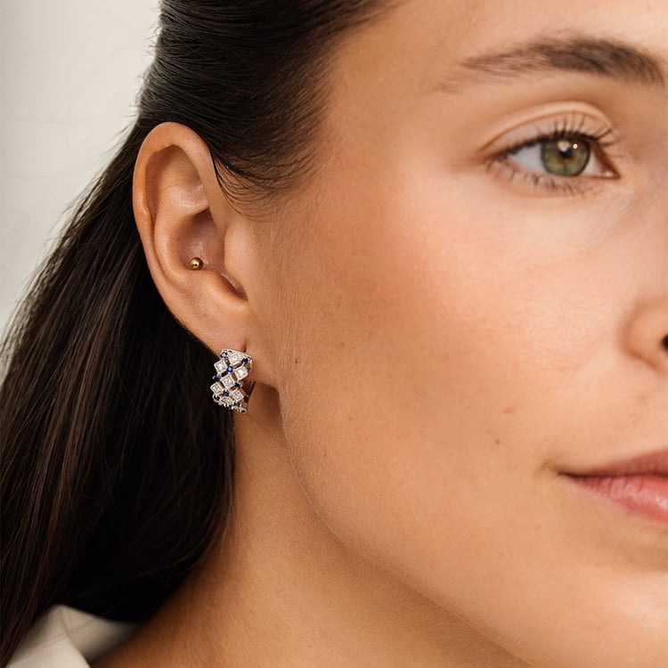 Goldene Creolen mit Diamanten und Saphiren Solveig 162783