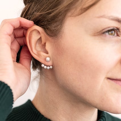 Unkonventionelle Ohrstecker 2in1 mit Perlen Lokita