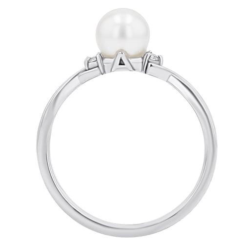 Eleganter Goldring Buchstaben und Perle und Diamanten Azana