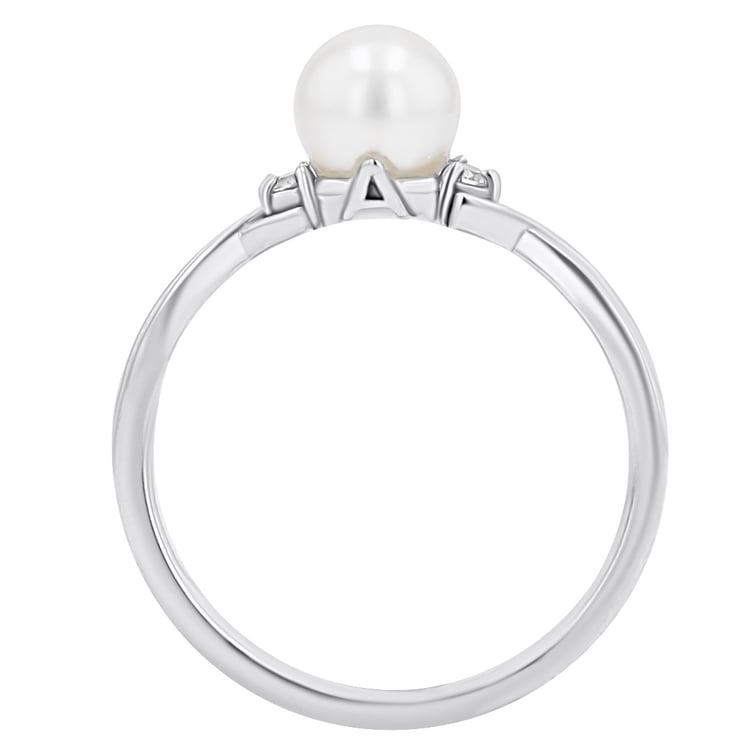 Eleganter Goldring Buchstaben und Perle und Diamanten Azana 167181
