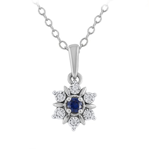 Eleganter Anhänger in Blütenform mit Saphir und Lab Grown Diamanten Aarav