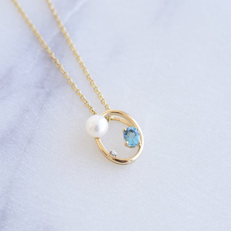 Schmuckset mit Perlen, Schweizer Topasen und Diamanten Arlene 103568