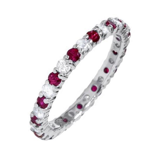 Weißgold Eternity Ring mit Rubinen und Diamanten 36670