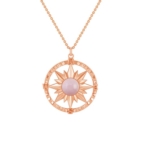 Goldener Anhänger Kompas mit Rosenquartz Pinto