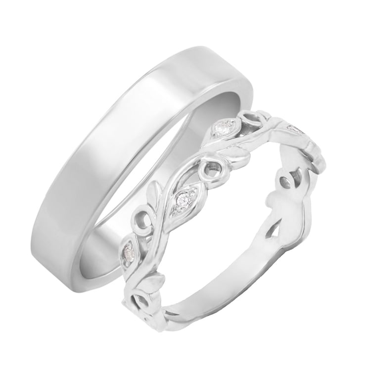 Eheringe mit einem Eternity-Ring und einem flachen Ring Seir 98318