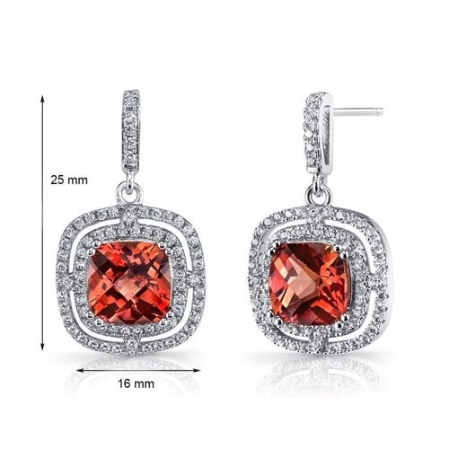 Padparadscha Saphir in silbernen Ohrringen mit Zirkonia Sanna