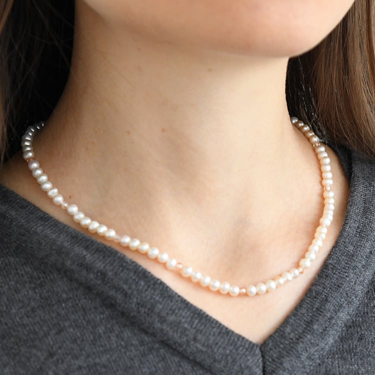 Silberne Perlen-Kette mit Zirkonia Julieta 116016