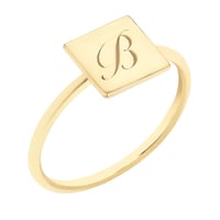 Ring mit Quadrat zum Gravieren eines Buchstabens Leal