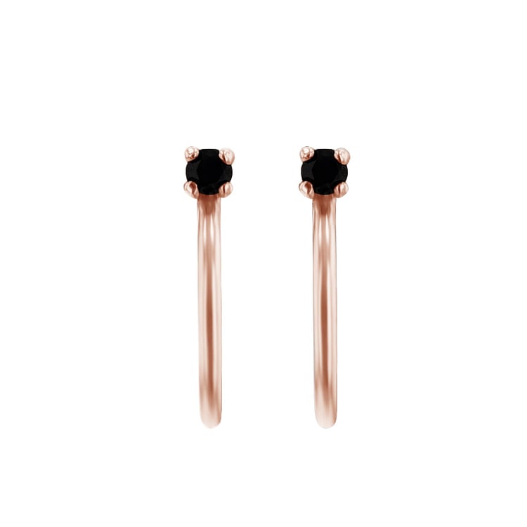 Goldene Ringohrringe mit schwarzen Diamanten Uthyr 93886