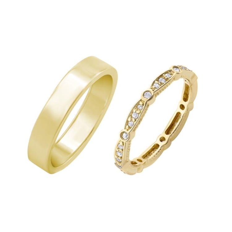 Eheringe aus Eternity-Ring mit Lab Grown Diamanten und einem flachen Ring Benitez 102313