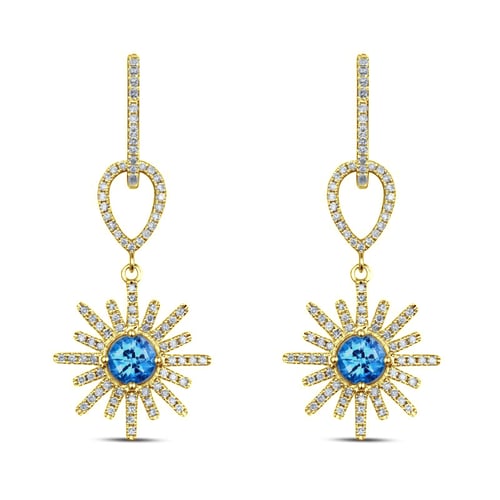 Goldene Diamantflocken mit Topasen in Ohrringen Daxa