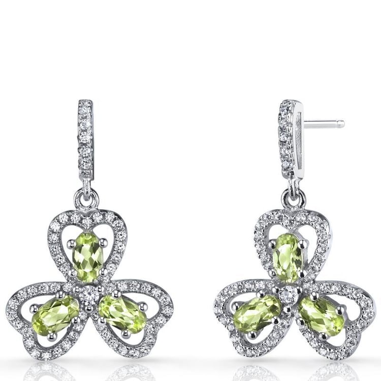 Silberne Kleeblätter mit Olivinen und Zirkonia Lerda