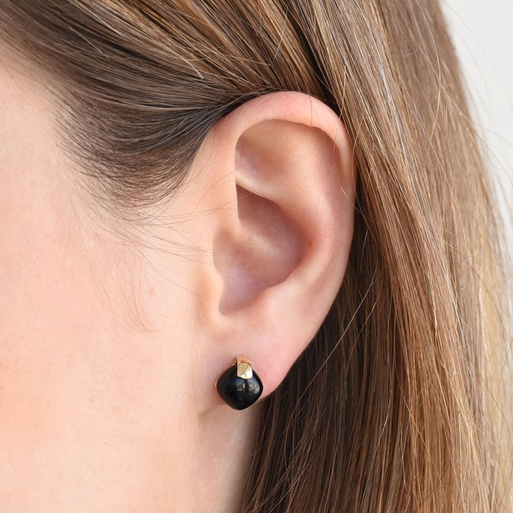 Dezente goldene Ohrringe mit schwarzen Onyxen Lillian 81371