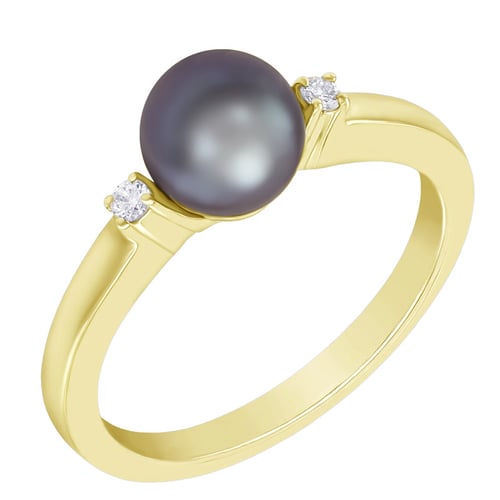 Goldring mit Perle und Diamanten Alisha